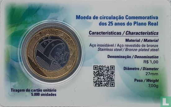 Brasilien 1 Real 2019 (Coincard) "25 years of Real" - Bild 2