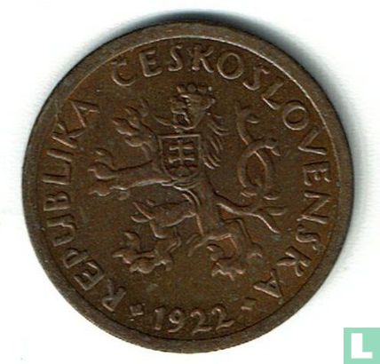Tsjecho-Slowakije 10 haleru 1922 - Afbeelding 1