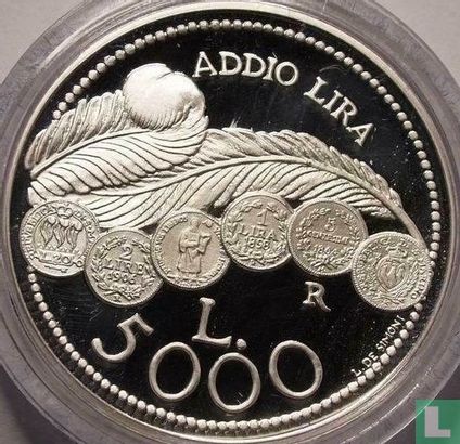 San Marino 5000 lire 2001 (PROOF) "Farewell to the Lira" - Afbeelding 2