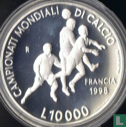 San Marino 10000 lire 1998 (PROOF) "Football World Cup in France" - Image 2