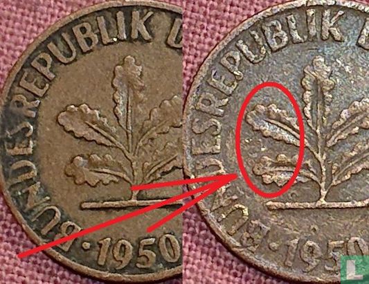 Duitsland 1 pfennig 1950 (D - misslag) - Afbeelding 3