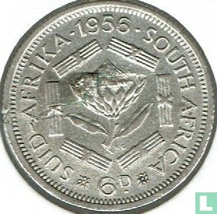 Afrique du Sud 6 pence 1956 (fauté) - Image 1