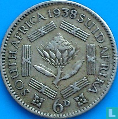 Afrique du Sud 6 pence 1938 - Image 1