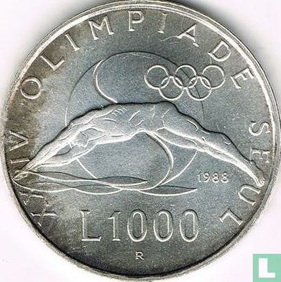 San Marino 1000 lire 1988 "Summer Olympics in Seoul" - Afbeelding 1