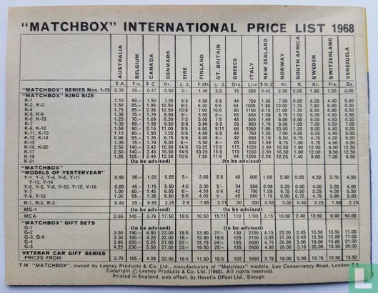 "Matchbox" Collector's Catalogue International Edition 1968 - Image 2