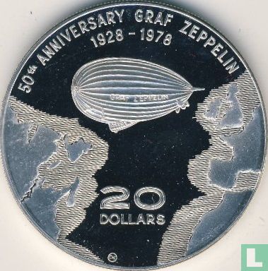 Dominica 20 dollars 1978 (PROOF - CHI) "50th anniversary of Graf Zeppelin" - Image 1