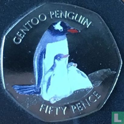 Falklandeilanden 50 pence 2017 (gekleurd) "Gentoo penguin" - Afbeelding 2