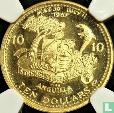 Anguilla 10 dollars 1969 (PROOF) "Caribbean sealife" - Image 1
