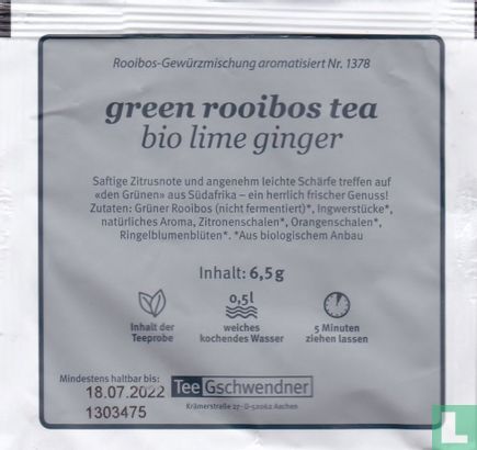 green rooibos tea bio lime ginger - Afbeelding 2