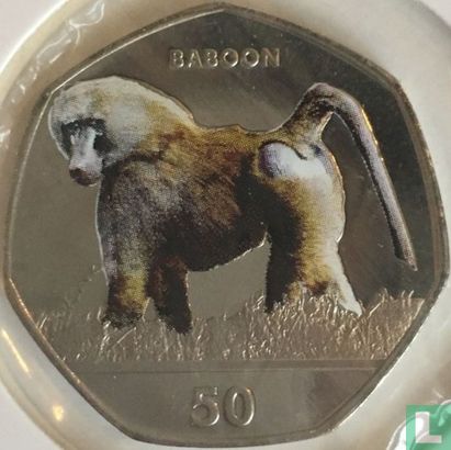 Gibraltar 50 pence 2018 (gekleurd) "Baboon" - Afbeelding 2