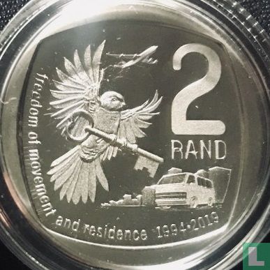 South Africa 2 rand 2019 "25 years of constitutional democracy - Freedom of movement and residence" - Image 2