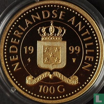 Netherlands Antilles 100 gulden 1999 (PROOF) "500th anniversary of the discovery of Curaçao" - Image 1