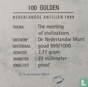 Netherlands Antilles 100 gulden 1999 (PROOF) "500th anniversary of the discovery of Curaçao" - Image 3