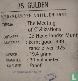 Netherlands Antilles 75 gulden 1999 (PROOF) "500th anniversary of the discovery of Curaçao" - Image 3