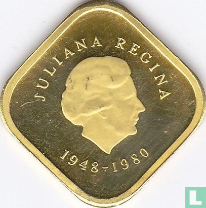 Antilles néerlandaises 300 gulden 1980 (BE - avec marque d'atelier) "Abdication of Queen Juliana" - Image 2