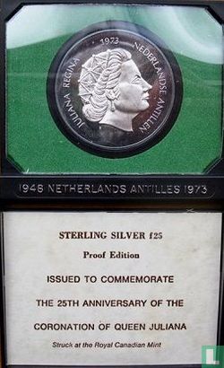 Antilles néerlandaises 25 gulden 1973 (BE) "25th anniversary Coronation of Queen Juliana" - Image 3
