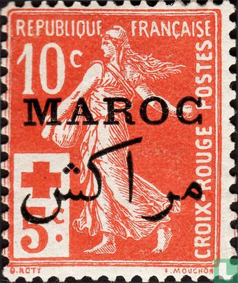 Semeuse, with overprint Maroc