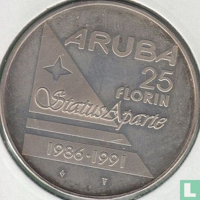 Aruba 25 florin 1991 "5th anniversary of Status Aparte" - Afbeelding 1