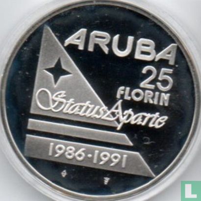 Aruba 25 florin 1991 (PROOF) "5th anniversary of Status Aparte" - Afbeelding 1
