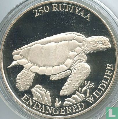 Maldiven 250 rufiyaa 1994 (AH1414 - PROOF) "Turtle" - Afbeelding 2