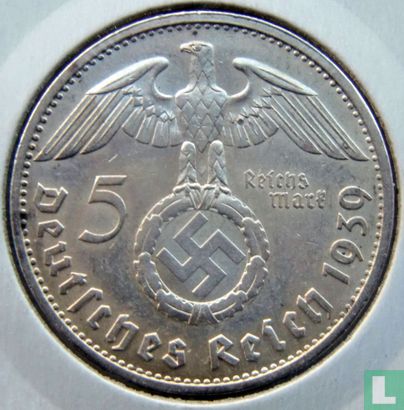 Duitse Rijk 5 reichsmark 1939 (B) - Afbeelding 1