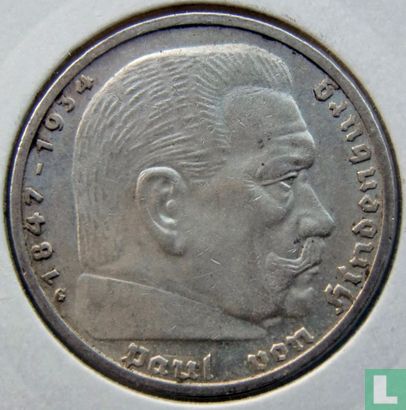 Duitse Rijk 5 reichsmark 1939 (G) - Afbeelding 2