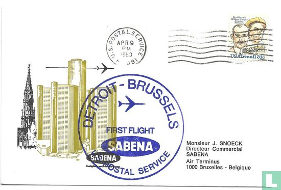 First Flight SABENA Detroit-Brussel - Image 1