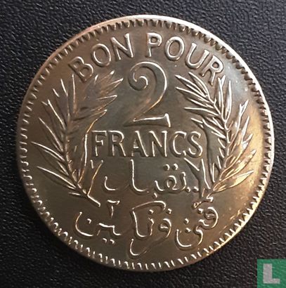 Tunisia 2 francs 1926 (AH1345) - Image 2