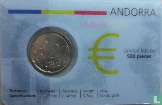 Andorra 20 cent 2014 (coincard) - Afbeelding 2