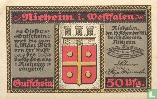 Nieheim, Vorschussverein - 50 pfennig 1921 - Image 1