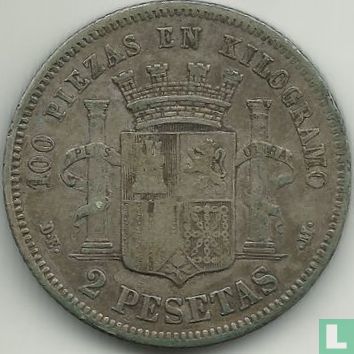 Spanje 2 peseta 1870 (1873) - Afbeelding 2