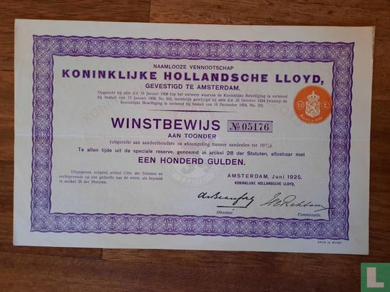 Winstbewijs Koninklijke Hollandsche Lloyd