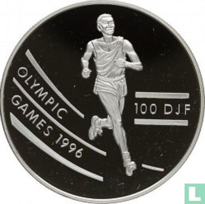 Djibouti 100 francs 1994 (PROOF) "1996 Summer Olympics in Atlanta" - Image 2
