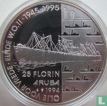 Aruba 25 florin 1994 (PROOF) "Oil for peace - End of World War II" - Image 1