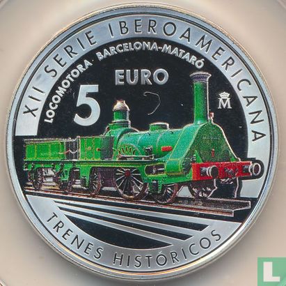 Spanje 5 euro 2020 (PROOF) "Historical trains - Mataró locomotive" - Afbeelding 2