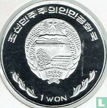 North Korea 1 won 2001 (PROOF - aluminum) "100th anniversary First Nobel Prize in literature - Sully Prudhomme" - Image 2