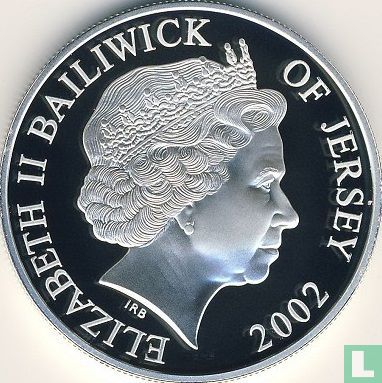 Jersey 5 pounds 2002 (PROOF - silver) "Death of the Queen Mother" - Image 1