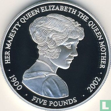 Jersey 5 pounds 2002 (PROOF - silver) "Death of the Queen Mother" - Image 2