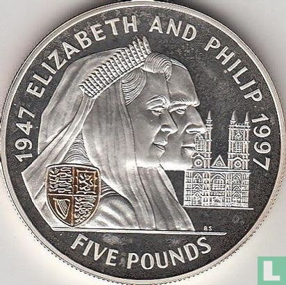 Jersey 5 Pound 1997 (PP) "50th Wedding anniversary of Queen Elizabeth II and Prince Philip" - Bild 2