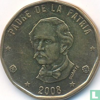 Dominikanische Republik 1 Peso 2008 (vermessingten Stahl) - Bild 1