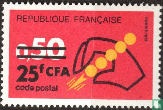 Postal code, with overprint