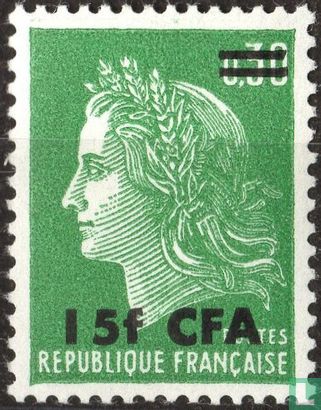 Marianne (Cheffer type), with overprint - Image 1