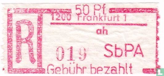 R - 50 Pf - 1200 Frankfurt 1 ah - 019 - SbPA - Gebühr bezahlt
