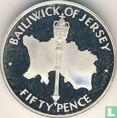 Jersey 50 pence 1972 (PROOF) "25th Wedding anniversary of Queen Elizabeth II and Prince Philip" - Image 2