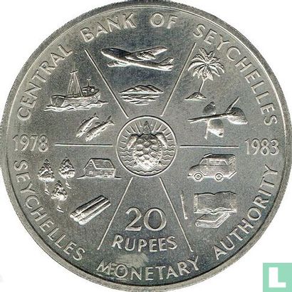 Seychellen 20 Rupee 1983 "5th anniversary of the Central Bank" - Bild 2