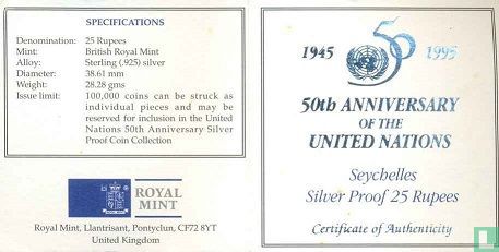 Seychellen 25 rupees 1995 (PROOF) "50th anniversary of the United Nations" - Afbeelding 3