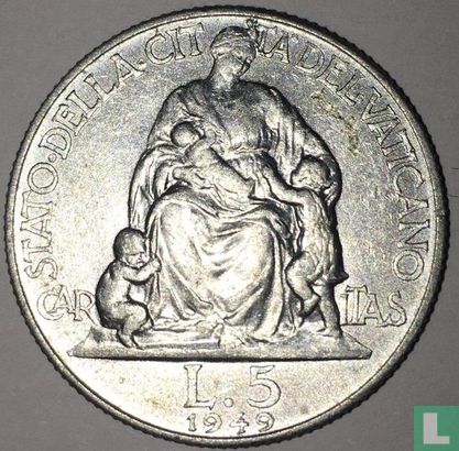 Vatican 5 lire 1949 - Image 1