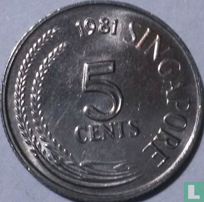 Singapore 5 cents 1981 (acier recouvert de cuivre-nickel) - Image 1