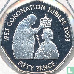 Jersey 50 pence 2003 (BE) "50 years Coronation of Queen Elizabeth II - Archbishop crowning Queen" - Image 2