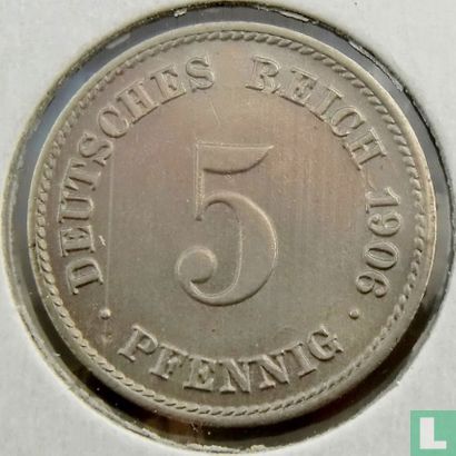 Duitse Rijk 5 pfennig 1906 (J) - Afbeelding 1